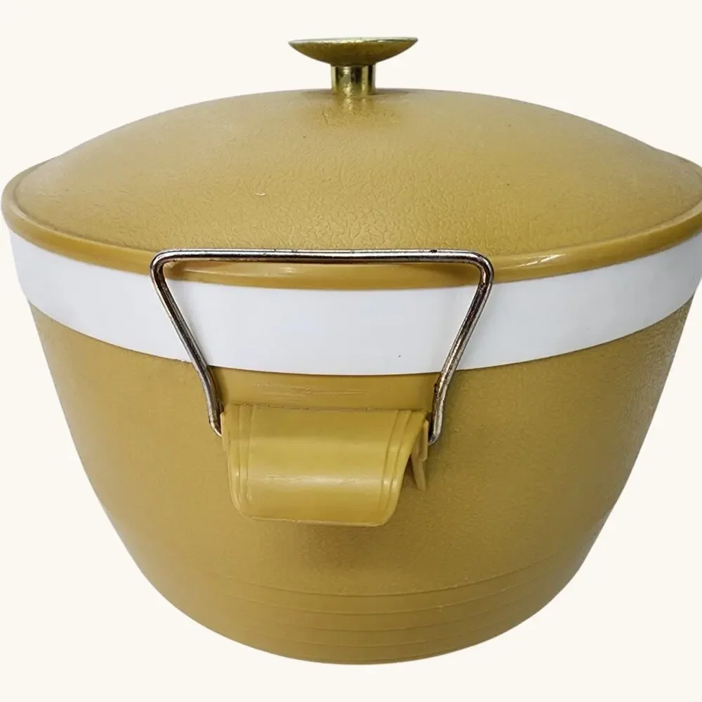 SunFrost Therm-O-Ware Ice Bucket Gold Vintage Barware Hot Cold Insulated Lidded